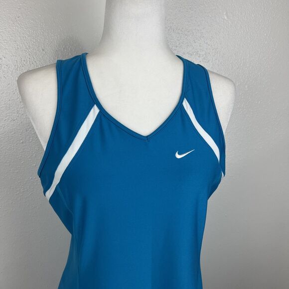 Nike Dri-Fit Dress Women Large Blue Stretch Sleeveless Athletic Tennis Golf Mini - Picture 7 of 12